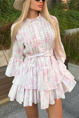 Belted Ruffle Sleeve Dress