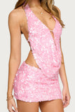 Sequin Halter Skirt Set