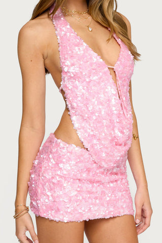 Sequin Halter Skirt Set