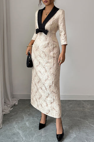 Elegant Floral Embossed Casual Dress