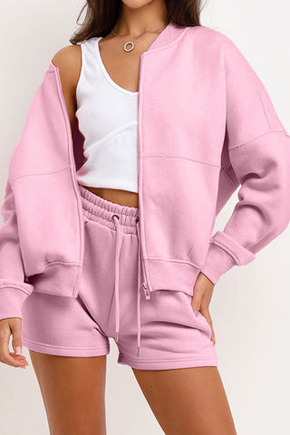 Zip-Up Casual Short Set