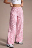 Animal Print Wide-Leg Jeans