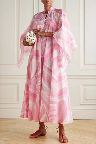 Flowing Patterned Kaftan Dress