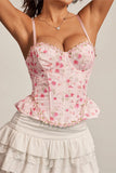 Floral Peplum Corset Tank Top