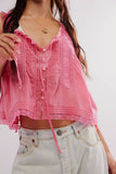 Lace-Trimmed Button-Front Tank
