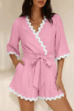 Scalloped Trim Wrap Romper
