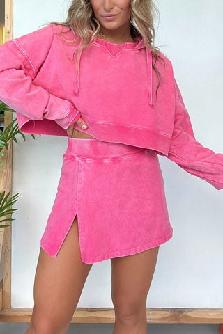 Cropped Hoodie and Skirt Set