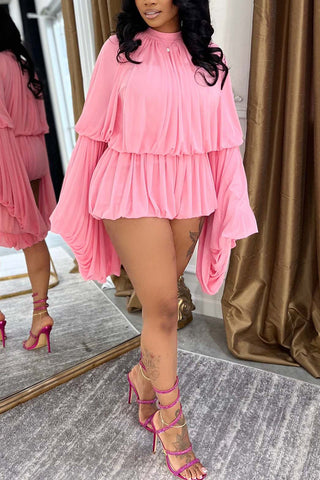 Layered Ruffle Blouson Romper