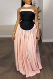 Strapless Two-Tone Maxi Dress
