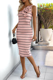 One-Shoulder Striped Casual Dress