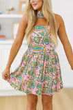 Halter Neck Floral Mini Dress