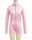 Zip-Front Long-Sleeve Shorts Set