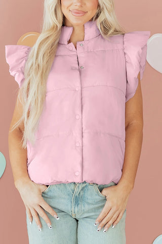 Stand Neck Snap Button Puffer Vest