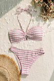 Striped Halter Bikini Set
