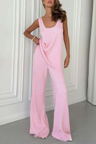 Sleeveless Wide-Leg Suit Set
