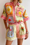 Floral Print Short Set with Belt