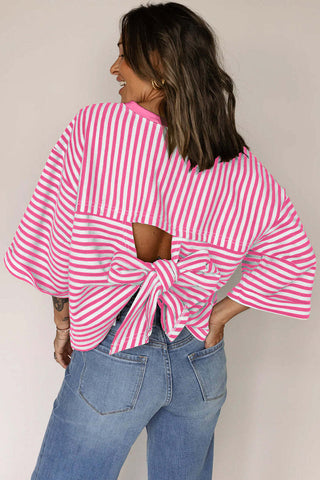 Striped T-Shirt with Bow Back Detail