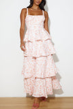 Tiered Floral Evening Gown