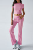 Short-Sleeve Crop Top and Pants Set
