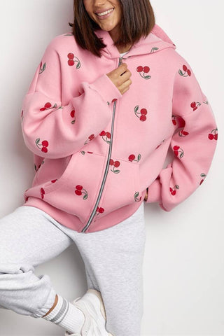 Zip-Up Printed Hoodie