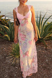 Floral Lace Trim Casual Dress