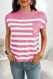 Sleeveless Striped Pocket Sweater Top