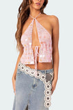Open-Back Crochet Halter Top