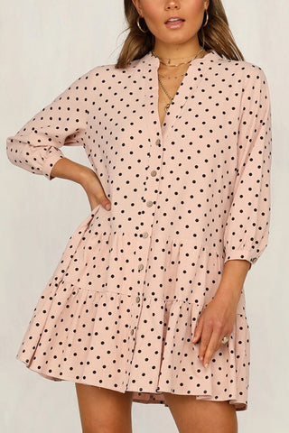 Polka Dot Button-Front Dress