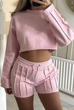 Casual Cropped Top and Shorts Set