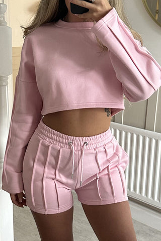 Casual Cropped Top and Shorts Set