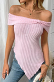Off-Shoulder Ribbed T-Shirt