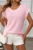 Striped Trim V-Neck Tank Top