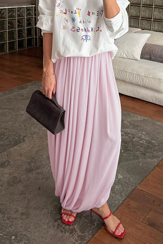 Draped Maxi Skirt with Slit