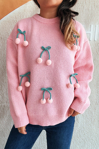 Playful Cherry-Embellished Sweater