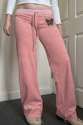 Wide-Leg Casual Pants with Butterfly Detail