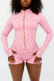 Zip-Front Long-Sleeve Shorts Set