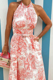 Halter Neck Printed Maxi Dress