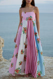 Flowing Floral Striped Maxi Dress