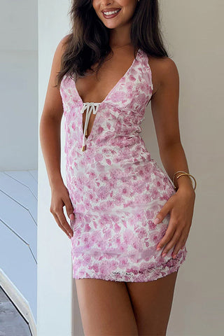 Plunge Neck Crochet Detail Dress