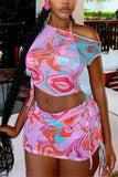 Abstract Print Two-Piece Skirt Set