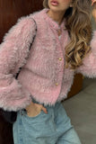 Faux Fur Button-Front Cardigan