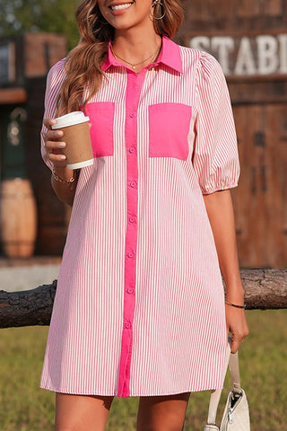 Stripe Color Block Patchwork Mini Dress