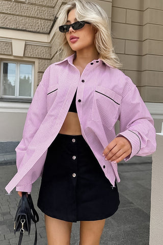 Oversized Striped Button-Down Shirt