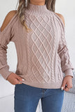 Cutout Shoulder Cable Knit Sweater