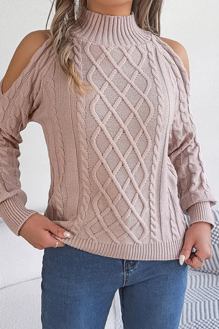 Cutout Shoulder Cable Knit Sweater