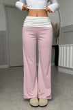 Striped Wide-Leg Wrap Waist Pants