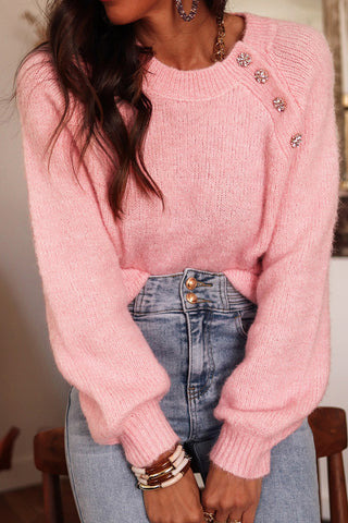 Embellished Button Sweater