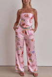 Strapless Printed Pants Set