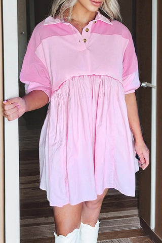 Color Block Patchwork Mini Dress