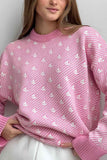 Patterned Knit Crewneck Sweater